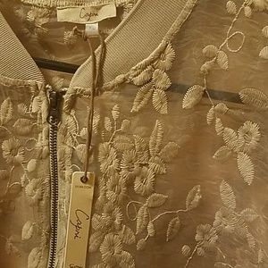 Embroidered see- through jacket  NWT